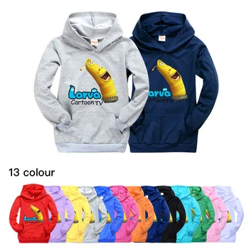 Нова тениска с изображение на ларвите, hoody с дълъг ръкав, спортни hoody за момичета, памучен hoody, блузи, палта, детски комплект дрехи
