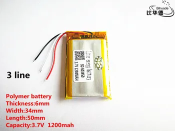 5 бр./лот 3 линии с Добро качество 3,7 В, 1200 mah, 603450 Полимерна литиево-йонна батерия за ИГРАЧКИ, POWER BANK, GPS, mp3, mp4
