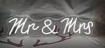 Гореща разпродажба на булчински неонова реклама Mr & Mrs с различен цвят на избор за фотобудки party event background decoration Led табели