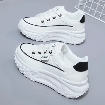 Дамски обувки, папина обувки, Новост 2023 година, ежедневни обувки в академик стил, Модни Малки Бели обувки, женски маратонки