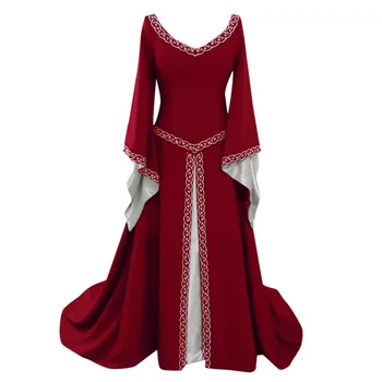 Cosplay Хелоуин Средновековни костюми от епохата на Възраждането Женствена рокля на принцеса с изгорени ръкави, обтягивающее Ретро Дворцовое Готическа бална рокля за Хелоуин