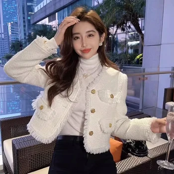 Оригиналната тъкан TikTok Качество 2023 Есен и зима Стилно палто с темперамент на корейската светска lioness Мода