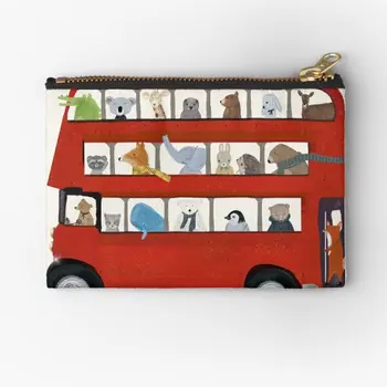 Голям Малък Червен автобус, чанти с цип, колан за монети, Чорапи, козметика за пари, Малка в чантата си, мъжка чанта, опаковки за ключове, джоб за съхранение