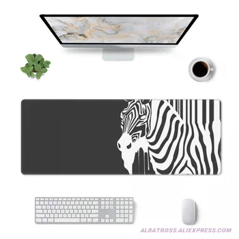 Черно-бял геймърска подложка за мишка Zebra с гумени прошитыми ръбове Подложка за мишка от 31,5 