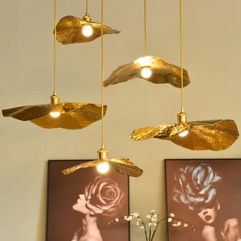 Креативни led висящи лампи Lotus Leaf Home Indoor Decor Висящи Полилеи, Лампа за дневна, трапезария Окачен лампа
