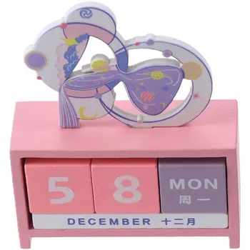 Розови блокове показване на месеца и датата, идеалното дърво, Дървени трапезни блокове, Календар, аксесоари, Настолни календари за дома