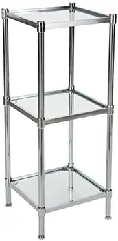 Мулти-свободно стояща на кула за съхранение на баня от закалено стъкло, 13,25x13,25x31 инча Организаторите за съхранение на аксесоари за баня Bathro