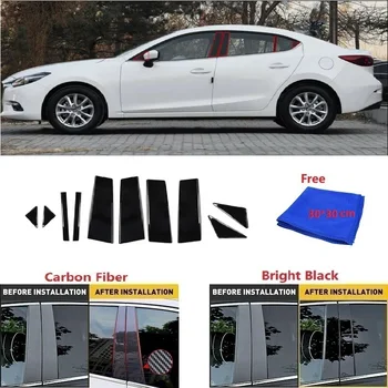 За Mazda 3 Axela 2014-2017 10 бр. Комплект черни рафтове, стелажи Капак Завърши врати и прозорци