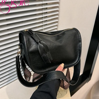Луксозни дизайнерски чанти през рамо, за да крайградски пътувания, женствена чанта под мишниците, луксозна модерна дамска чанта-седлото е от мека изкуствена кожа