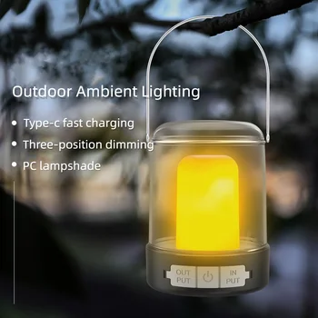 Открит походный фенер USB Акумулаторна лампа за палатка с пламък Преносим водоустойчив трехрежимный преминете на преносим походного околното осветление