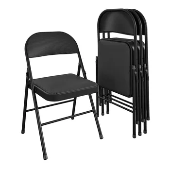 Сгъваем стол с тъканната тапицерия Mainstays, черен, 4 бр.