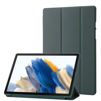 Тънък и лек калъф-поставка от изкуствена кожа + TPU за Samsung Galaxy Tab A8 10,5 SM-X200 X205 A7 10,4 T509 T500 S6 Lite P613 P610 В сгънат вид