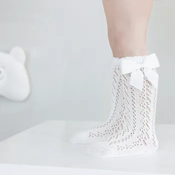 Чорапи за момичета с малки деца, памучни чорапи от здрава дишаща мрежа, Чорапи за новородени е със средна дължина до коляното Чорапи в испански стил за момичета