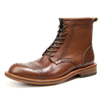 2023 нова мъжки обувки с дърворезба ботуши Martin с високо берцем най-горния слой от волска кожа ретро обувки от матирана кожа кожена подметка