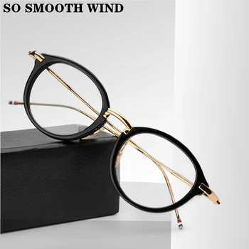 Нов Дизайн на Рамки За Очила От Ацетат Сплав на Мъже, Жени Ретро Кръгли Очила При Късогледство Оптични Предписани Очила Oculos TB011