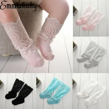 Детски чорапи Citgeett за малки момичета, Памучни Дълги дантелени Чорапи-поличка с цветен модел, чорапогащи до коляното от 0 до 3 години