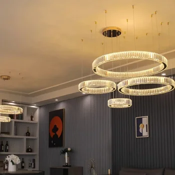 Светла луксозен кристален хол, начало италианската минималистичен лампа за ресторант, полилей за изложбената зала на хотела