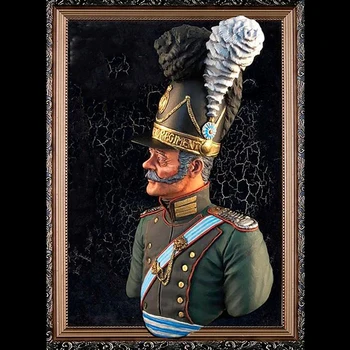 Бюст от небоядисана смола в мащаб 1/10, бюст офицер от 3-ти баварски полк кавалерия от колекцията
