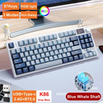 Механична Клавиатура K86 с RGB Подсветка, Bluetooth-съвместима Клавиатура С Гореща Замяна, 3 Режима, Персонални Клавиатура, 87 Клавиши за Настолни PC Геймър