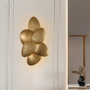 Дизайнерски led монтиран на стената лампа за дневна, луксозни златни нощни светлини за спални, осветителни тела за декорация на дома от мед