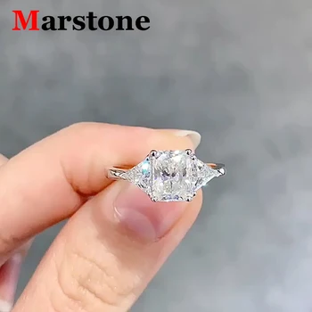 2-каратный лучезарный муассанит D-цветове с диамантен пръстен Lady ' s Triangle Ring S925 Сребърни брачни халки с покритие от 18-каратово злато Изящни бижута за жени
