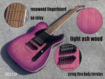7-Струнен електрическа китара с масивна ясеневым корпус и кленов брачните в обединеното в капитала им, е един и същ цвят, като корпуса, светло лилаво струна с разлика в тялото