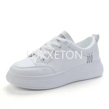 Малки Бели обувки; Дамски Летни Нова Дамски обувки на експозиции; Бяла Дишащи Обувки На платформа; Спортни Ежедневни обувки за Малък размер