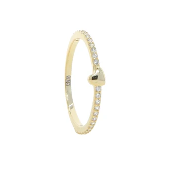 Малка пръстен Love Heart CZ от 100% сребро 925 проба, пръстен за момичета златен цвят, прости модни пръстени, подарък за Свети Валентин 2022