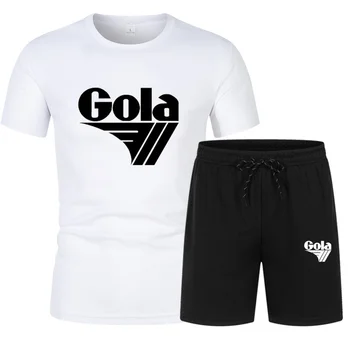GOLA пролет/лято, нова бързосъхнеща тениска мъжка спортна тениска с кръгло деколте и къс ръкав + ежедневни спортни гамаши, быстросохнущий комплект