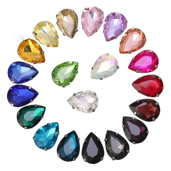 50ШТ Разноцветни стъклени нокти с капки вода Бижута с диаманти Облекло 