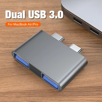 USB C Hub-Адаптер за MacBook Pro/Air Pro Докинг Станция Type-C 100 W PD USB 3.0 40 Г Преносим OTG-Конвертор за Лаптоп Dual Type C