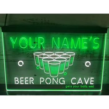 Името на Персонализирани Потребителски Бира понг Cave Bar Двуцветен led неонова реклама с 2-инчов цветен дисплей