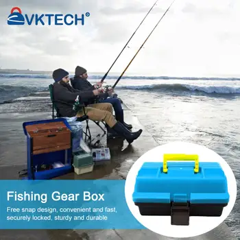3-Слойная сгъваема кутия за рибарски принадлежности, преносима кутия за рибарски принадлежности, Многоцелеви риболовен комплект инструменти с дръжка за съхранение на риболовни принадлежности