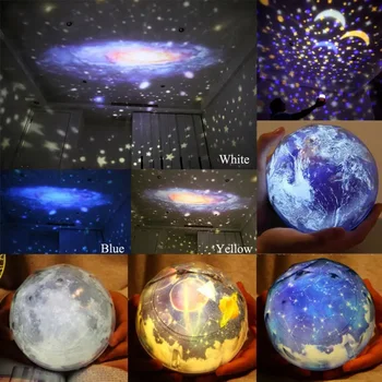Led лампа Universe, Въртяща се Цветна Светеща Звезда, Подарък за Коледа за децата на Звездното Небе, лека нощ, Планета, Магически Проектор, Земя