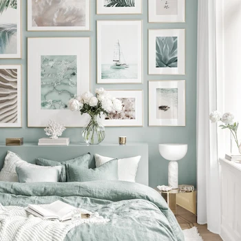Картина с морски пейзажи, домашен стенен декор, печат и плакат, на растение, на плажа, пейзаж, картина върху платно за дизайна на спалнята