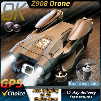 Нов Z908Max Dual8K GPS 9 КМ Професионален Дрон WIFI FPV За заобикаляне на препятствия Бесщеточный Четырехосевой Сгъваем Радиоуправляеми Квадрокоптер Играчка за подарък