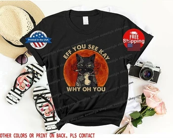 Ако видите ретро тениска на Кей Oh why You Смешни black cat kitten