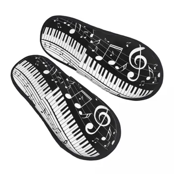 Обичай музикални ноти за пиано с ефект на паметта Женски удобни, топли домашни чехли за пианиста