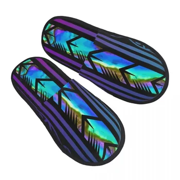 Лилаво дизайн в стила на маорите с инкрустиран във формата на миди Paua, Удобни чехли с ефект на паметта, дамски Домашни обувки за спалня в Нова Зеландия
