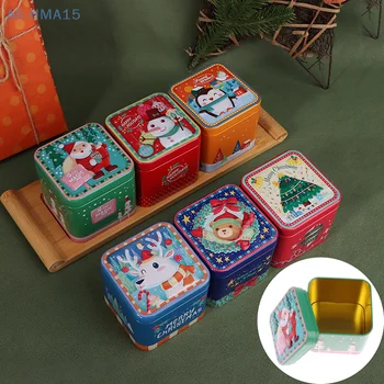 Коледен квадратен набор от метални кутии за консервната Кутия за бонбони за Подарък кутия за съхранение на Банката за 