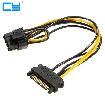 10шт 15-пинов SATA до 8-номера за контакт (6 + 2) Кабел за захранване PCI-E Кабел 20 см Кабел SATA от 15-за контакт на до 8-контактна кабел