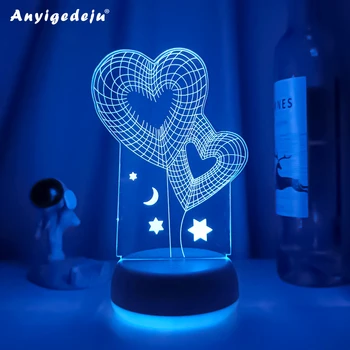 Романтична балон 3D лека нощ на Свети Валентин Взаимен Подарък на Любимата си Новост Led лампа Украса на работния плот Настолни лампи за спалня