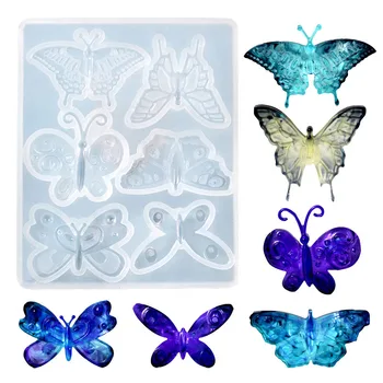 Нови обеци-пеперуди 1 бр. висулки, направи си сам, Прозрачен UV-смола, течен силикон, комбинираната форма за направата на обици, бижута