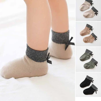 Красиви Блестящи Чорапи за новородени с бантиком, Меки Памучни Чорапи за момичета и момчета skarpetki, Зимни Чорапи за новородени meia infantil