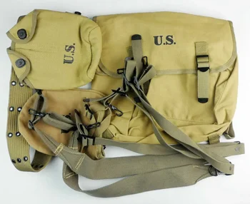 Перка. . Екипировка войник от армията на САЩ от Втората световна война M1936, туристическа чанта, колан, калъф за лопата
