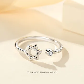 Пръстен s925 от сребро с гледки годни за консумация пръстен във формата на шест звездички, корейската версия на простия задната пръстени Heartbeat