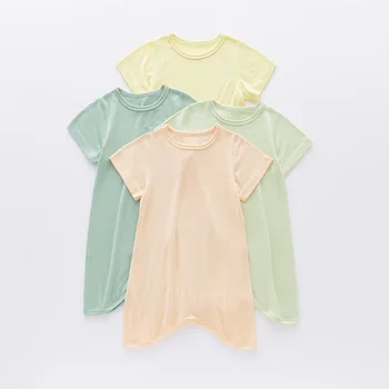 Лятна детска пижама, анцуг, тънка модальная мека нощна риза в ярки цветове с къси ръкави, домашно облекло за момичета и момчета