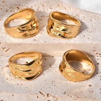 Необичайни обеци с неправилна геометрична форма, от неръждаема стомана Предотвратява алергии, Златен пръстен, бижута за жени и момичета
