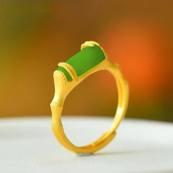 Гореща разпродажба, лесно Регулируема който отваря пръстен за посещение коктейльного бала Cat Lotus Hotan Jade Ring Производител на бижута