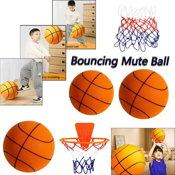 Подскачащи тъпо топката №3/5/7 Детски безшумен баскетболна топка за помещения с висока устойчивост на въздушния отскок, детска спортна играчка с обръч